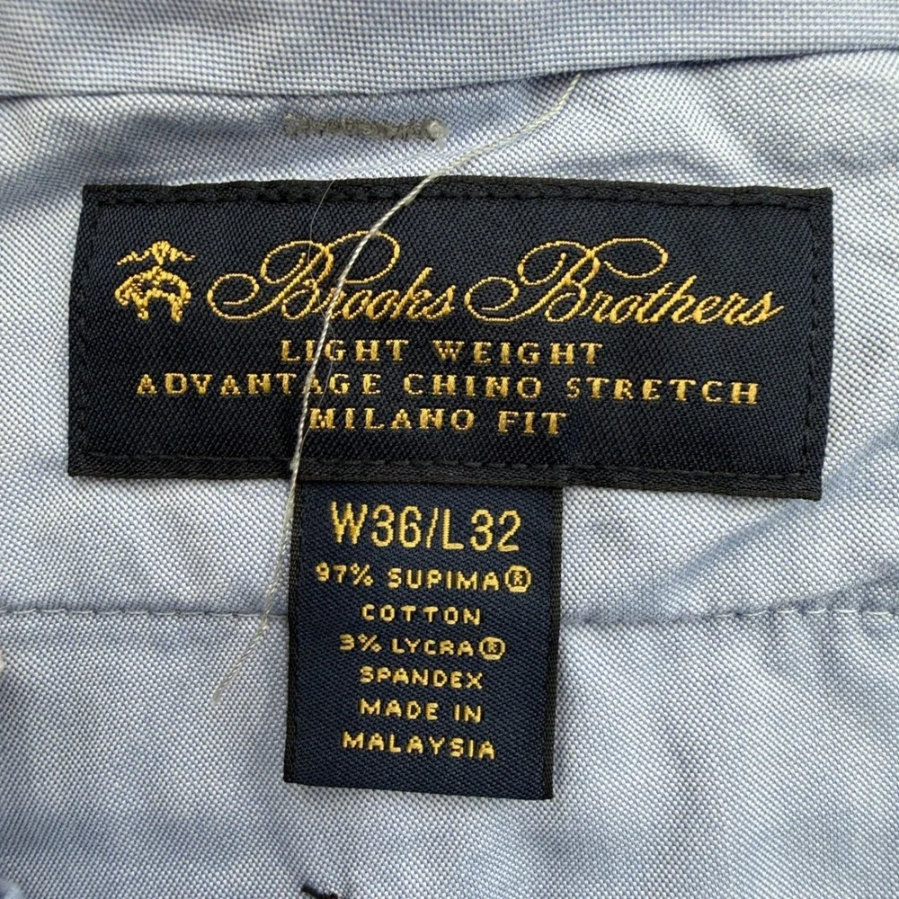 Brooks Brothers Milano Fit Grey Glen Plaid Advantage Chino Stretch Pants 36x32